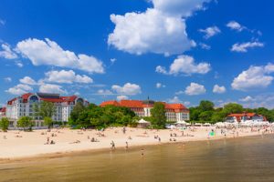 Summer on the beach of Baltic Sea in Sopot, Poland
