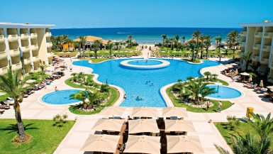 hotel, tunisia, africa, spiaggia, mare, sdraio, piscina, palme, estate, vacanze